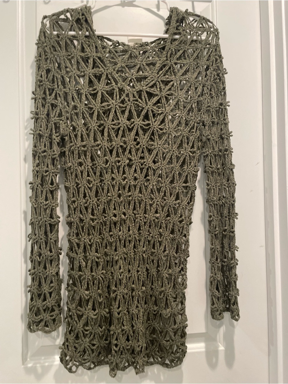 Like NEW,,,Open-Knit Olive Long-Sleeve Women's Sweater,,